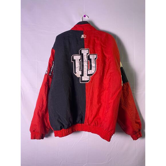 Vintage 90s Starter IU Indiana University Puffer Jacket Button Snap Men's XL - Picture 2 of 3
